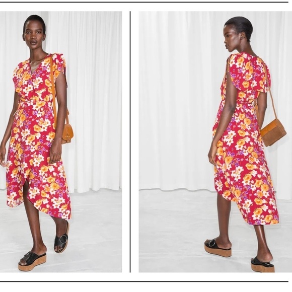 & Other Stories Dresses & Skirts - & Other Stories Floral Wrap Dress Red Flower pattern Size 4 Los Angeles